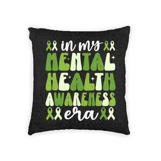 In My Mental Health Awareness Era Groovy Woven Pillows
