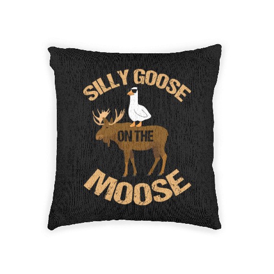 Silly Goose On The Moose Pun Geese Lover Woven Pillows