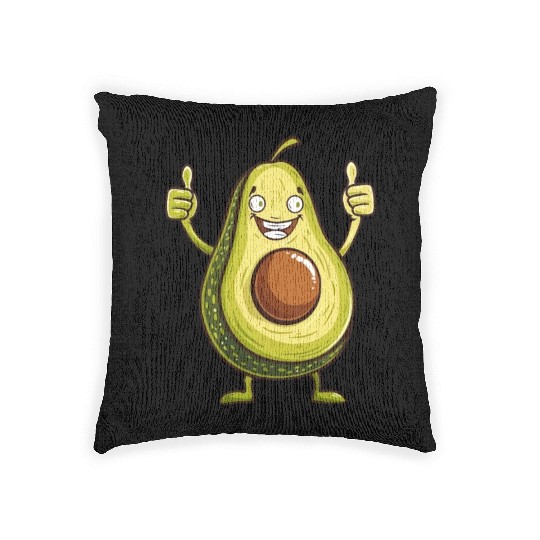 Smiling Avocado Thumbs Up Fun Design Woven Pillows