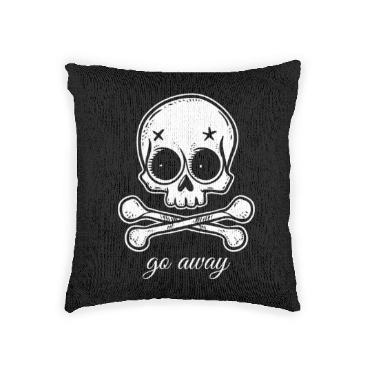 Go Away | Skull and Crossbones Woven Pillows