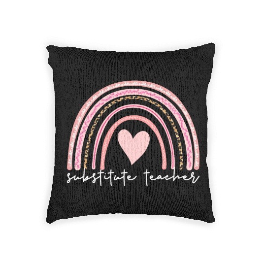 Substitute Teacher Boho Rainbow Back To School Woven Pillows