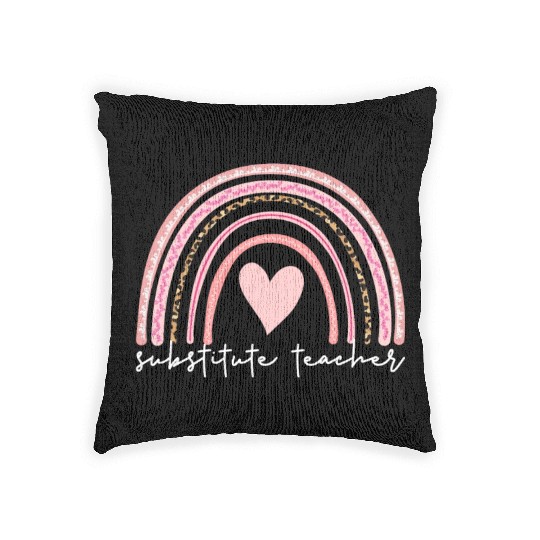 Substitute Teacher Boho Rainbow Back To School Woven Pillows