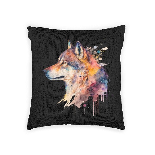 Wolf Print, Cosmic Wolves, Animal Print, Cosmos Woven Pillows