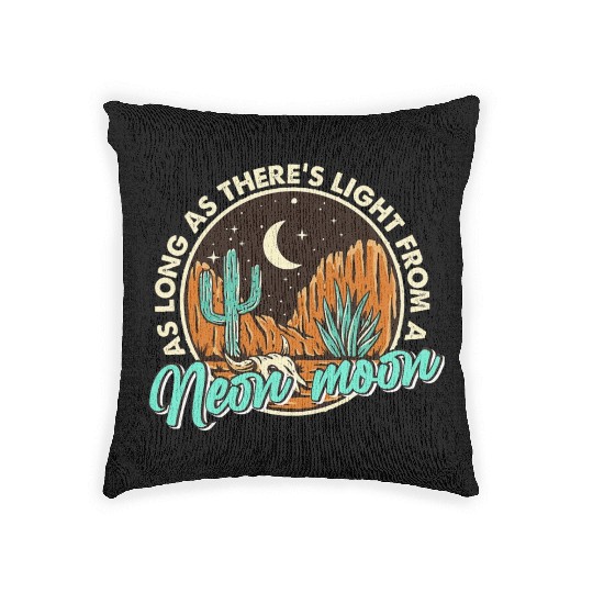 Neon Moon Cactus Country Mountain Vintage Retro Woven Pillows