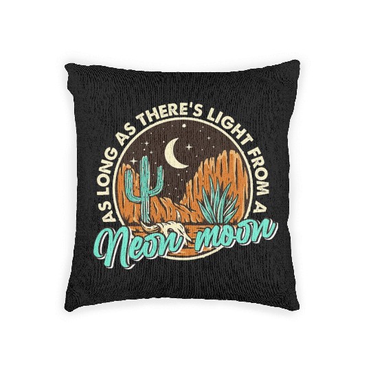 Neon Moon Cactus Country Mountain Vintage Retro Woven Pillows