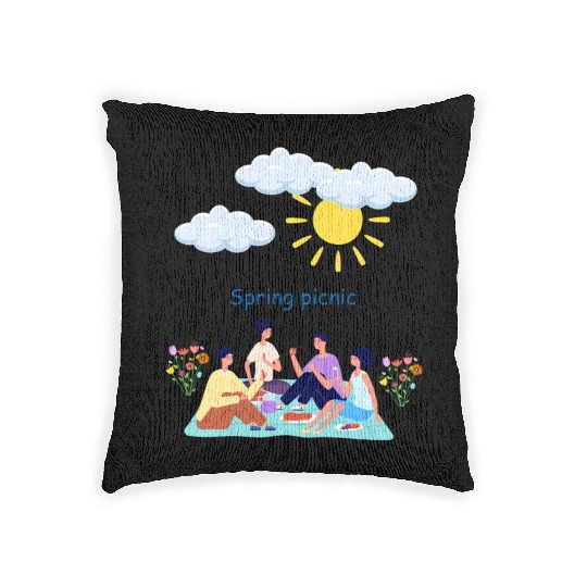 Spring picnic 1 Woven Pillows
