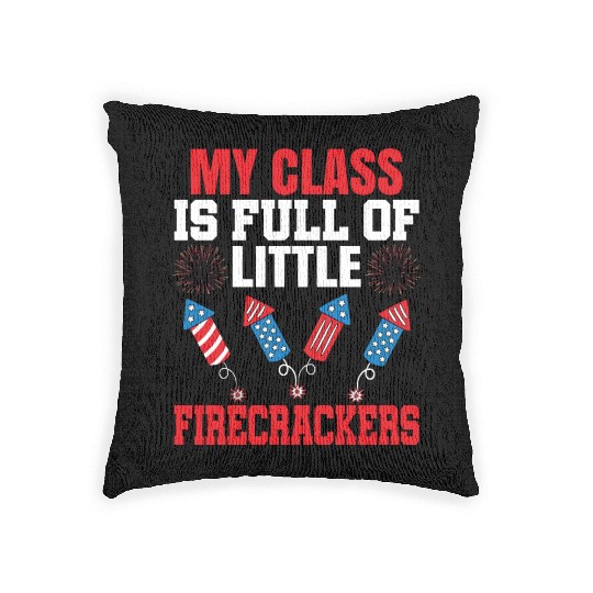 American Patriotic Teacher 4th of July Woven Pillows