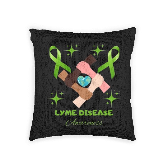 Lime Green Ribbon Lyme Disease Awareness Woven Pillows