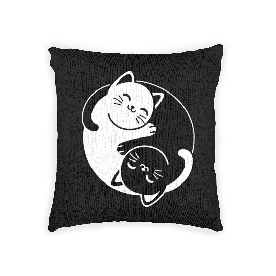 Yin and Yang Cats Woven Pillows