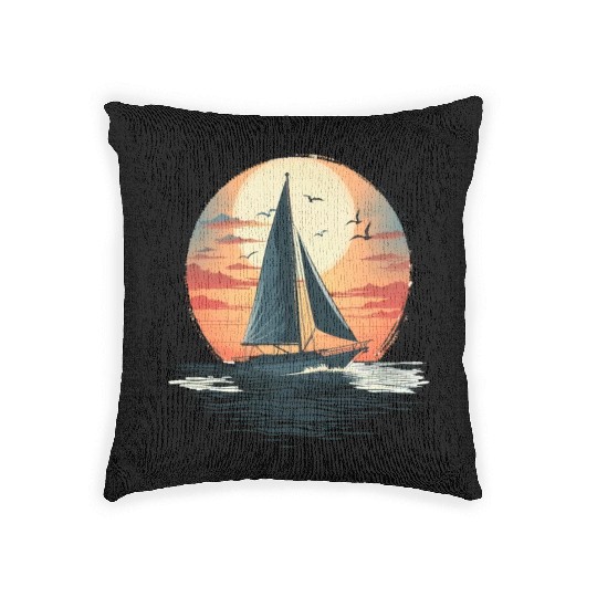 Sail Into The Sunset Nautical Adventure Woven Pillows