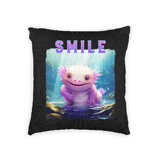 Colorful Smiling Lizard Underwater Woven Pillows