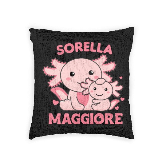 I Will Be Big Sister 2022 For Siblings axolotl Woven Pillows