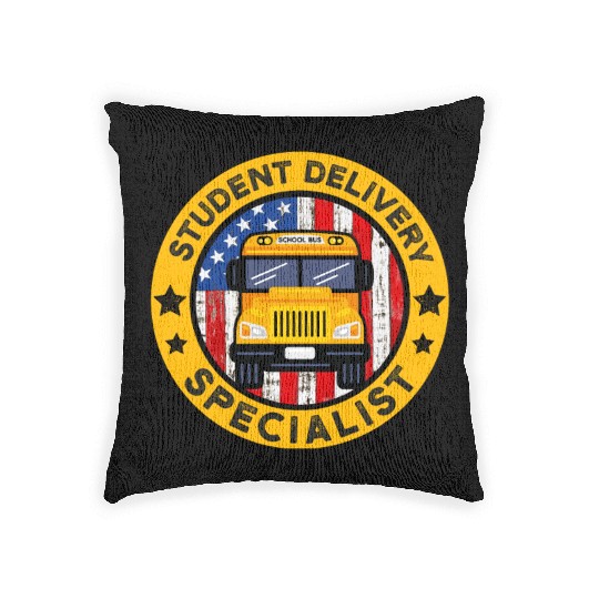 School Bus Driver American Flag School Bus Driver Woven Pillows