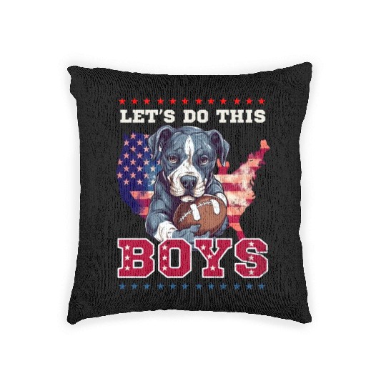 4th Of July Football Do This Boys Dog Woven Pillows