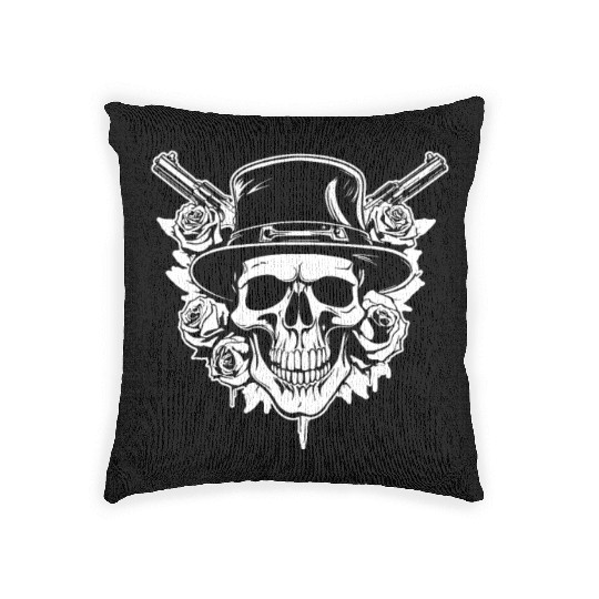 Skeleton Roses Guitar Guns Skull Roses Woven Pillows