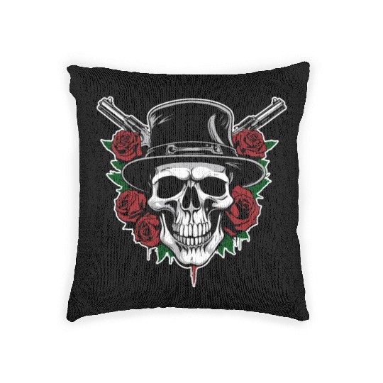 Skeleton Roses Guitar Guns Skull Roses Woven Pillows
