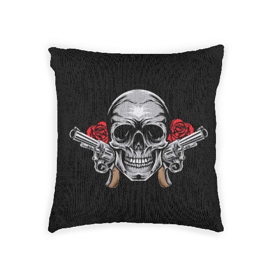 Skeleton Roses Guitar Skull Roses Guns Woven Pillows
