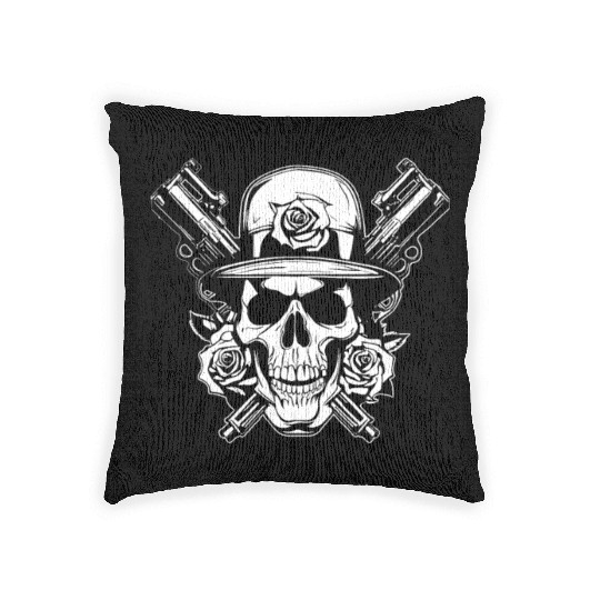Skeleton Roses Guitar Skull Roses Guns Woven Pillows