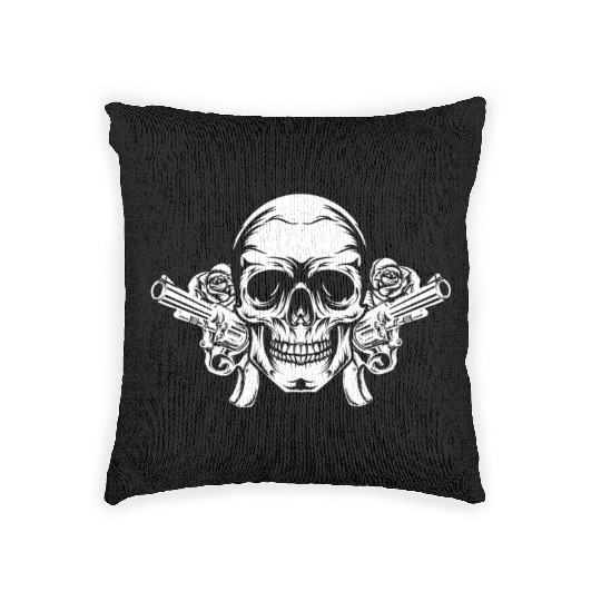 Skeleton Roses Guitar Skull Roses Guns Woven Pillows