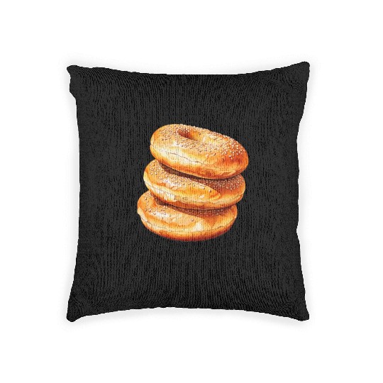 Bagel Lover For Men BreakFast Jewish Food Beigel Woven Pillows