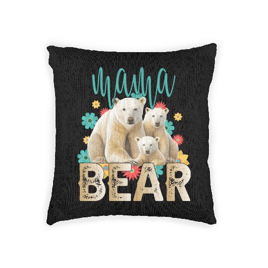 Mama Bear Gift Rose Flowers Mama Bear with 2 Cubs Woven Pillows
