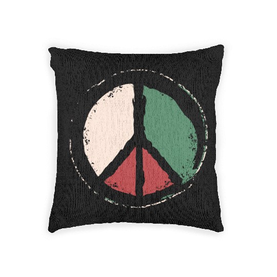 Free Palestine - Peace Symbol Woven Pillows