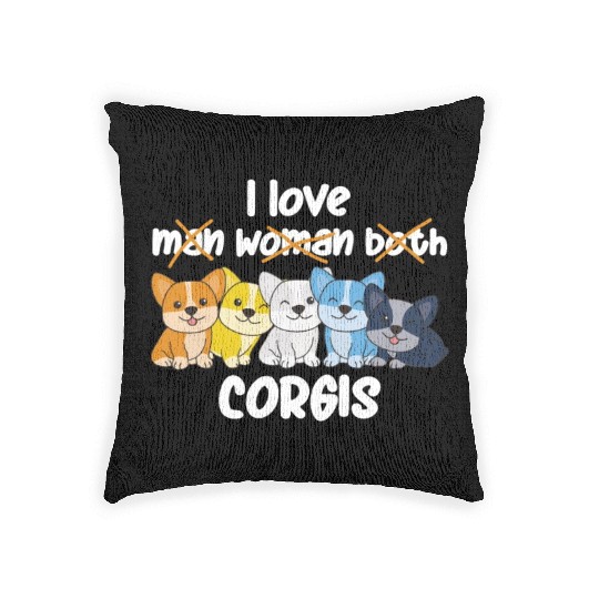 Aroace Flag Pride Lgbtq Cute Corgi Woven Pillows