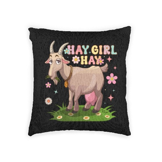 Hay Girl Hay Groovy Goat Girl Farmer Woven Pillows
