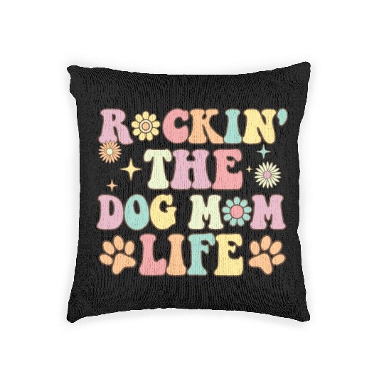 Groovy Golden Doodle Mom Dog Lover Rockin' The Dog Woven Pillows