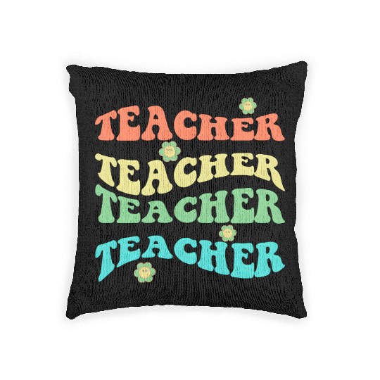 Retro Groovy In My Teacher Era Teacher Life T-Shir Woven Pillows