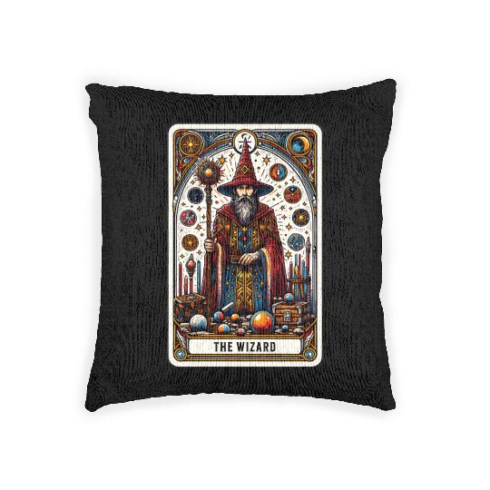 Tarot Card The Wizard Woven Pillows