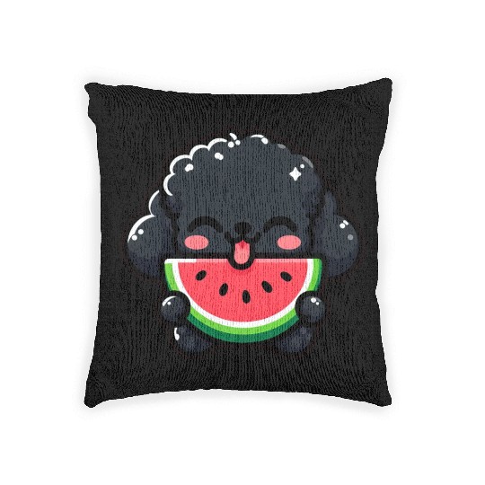 Summery Poodle with Watermelon Woven Pillows