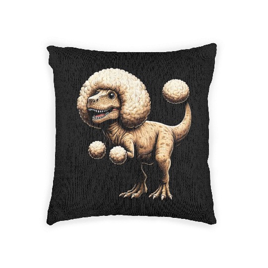 Poodle T-Rex Fusion Mythical Creature Design Woven Pillows