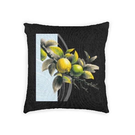 Green and yellow lemon Woven Pillows