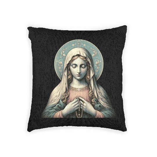 Serene Madonna ic Image Woven Pillows