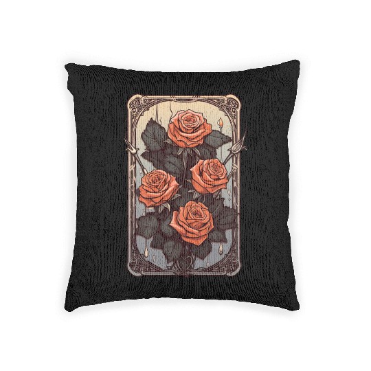 Rose Tarot Card Reader Astrology Occult Woven Pillows