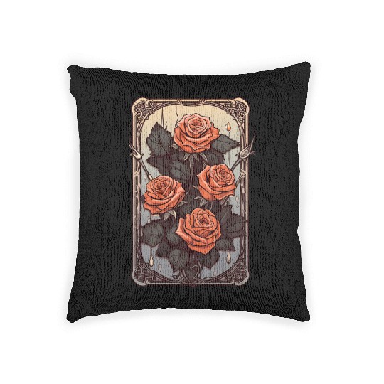 Rose Tarot Card Reader Astrology Occult Woven Pillows
