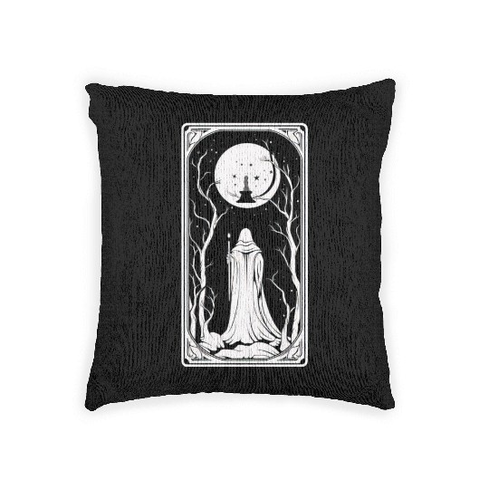 Hermit Tarot Card Astrology Occult Mystical Woven Pillows