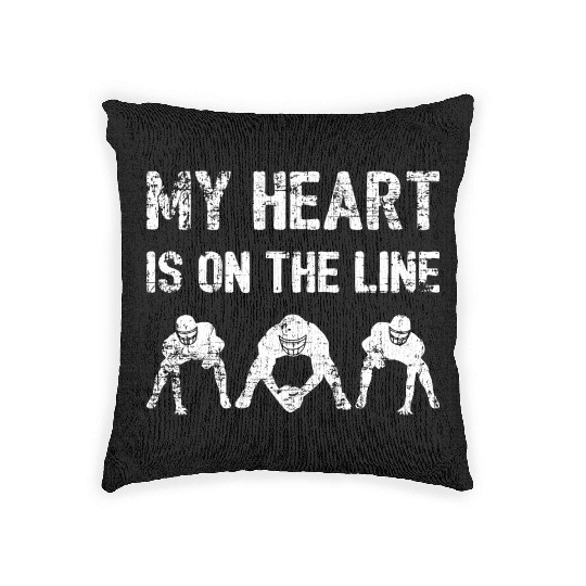 My Heart Is On The Line - Football Lineman I Woven Pillows