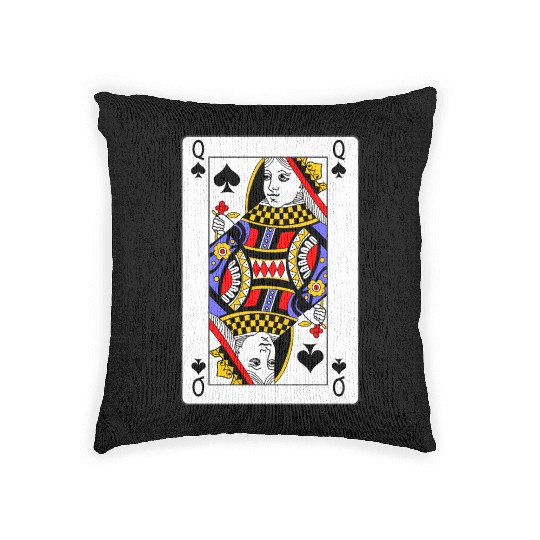 Queen of Spades Playing Card Woven Pillows