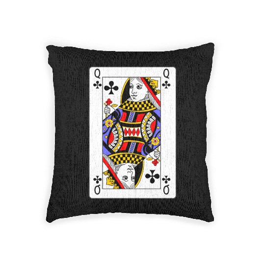 Queen of Clubs Playing Card Woven Pillows