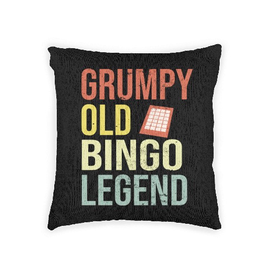 Grumpy old Bingo Legend Bingo Player Woven Pillows
