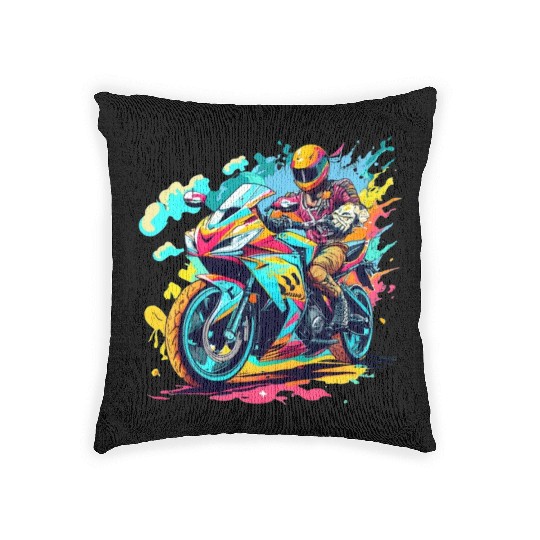 Legend cross motocycle Biker Road Trip Woven Pillows