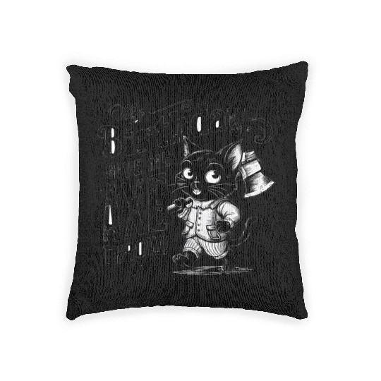 It's My Birthday Funny Axe Throwing cat Lover Woven Pillows