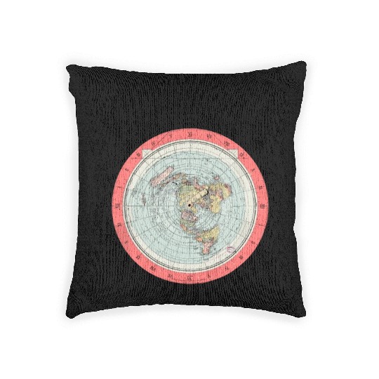 Flat Earth Theory World Map - Funny Conspiracy The Woven Pillows