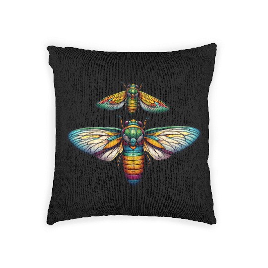 Colorful Cicada Insect Great Eastern Brood Cicada Woven Pillows