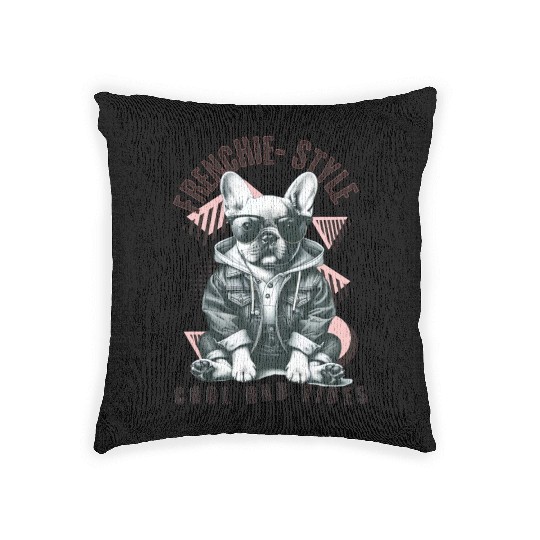 Frenchie Dog Dad Vibes : French Bull dog Woven Pillows