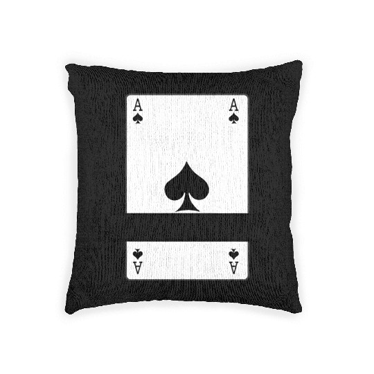 Playing card ace of spades with banner space Woven Pillows