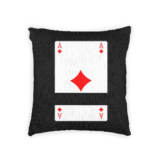 Playing card ace of diamonds with banner space Woven Pillows