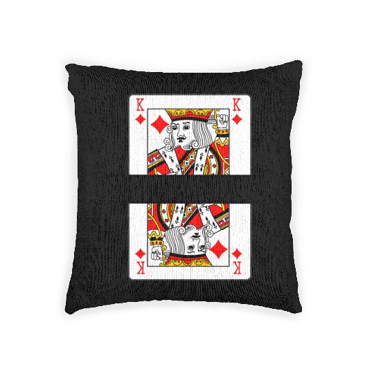 Playing card king of diamonds with banner space Woven Pillows